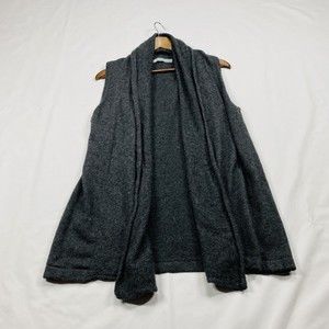 In Cashmere Sweater Vest Womens Size L Large Dark Gray Duster Soft Cowle Open